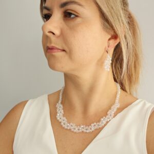 RIO kryształowy naszyjnik ślubny Crystal AB ze srebrnym zapięciem
