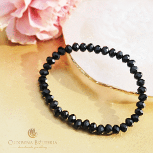 Czarna kryształowa bransoletka 6mm
