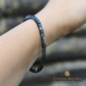 Bransoletka hematyt grafitowy matowy 4mm kostka