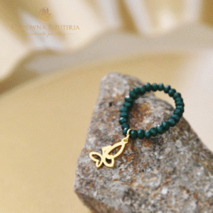 Pierścionek butelkowa zieleń zawieszka stal szlachetna złota