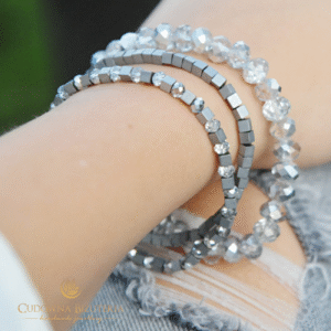 Bransoletka jasne kryształowe srebro