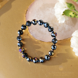 Czarna bransoletka z tęczowym połyskiem plus hematyt