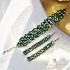 Zestaw biżuterii MAYESTY metaliczna zieleń
