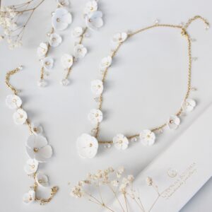 FLORINES zestaw biżuterii ślubnej z motywem kwiatowym