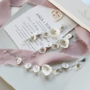 FLORINES bransoletka i kolczyki z motywem kwiatowym - srebrne