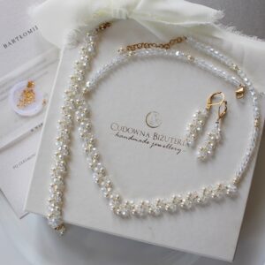 Zestaw ślubnej biżuterii EMMA naszyjnik bransoletka kolczyki