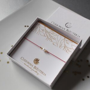 Czerwona bransoletka z perłą SILK