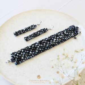 TOKA szeroka bransoletka i proste kolczyki - granat