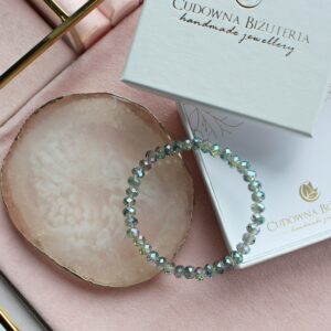 Bransoletka damska kryształowa w kolorze turkusowym