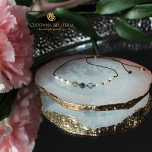 Bransoletka SILK perły słodkowodne i labladoryt