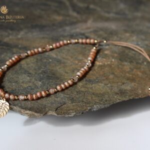 Bransoletka SILK ALL kryształy matowione, cyrkonie, zawieszka Monstera