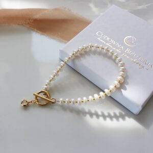 Bransoletka z perłami naturalnymi i zawieszką z cyrkonią BLANKA