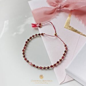 Czewrona bransoletka z granatami i turmalinem - SILK ALL