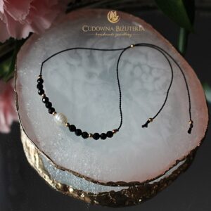 Bransoletka z kolekcji SILK czarny spinel i perła słodkowodna
