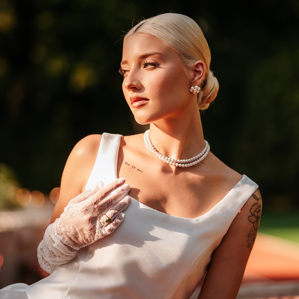 Naszyjnik, podwójny choker z perłami LISA II - obrazek 2