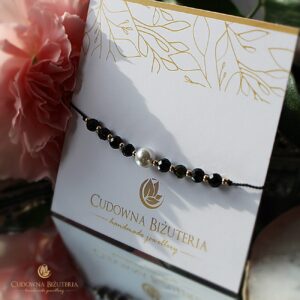 Bransoletka z kolekcji SILK czarny turmalin i perła Majorka
