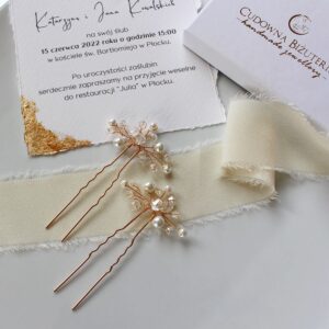 Delikatne złote kokówki z perełkami