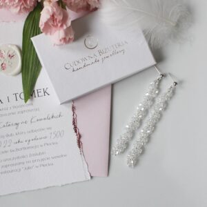 Długie kolczyki ślubne Crystal AB plus srebro kolekcja BELL GOLD IV