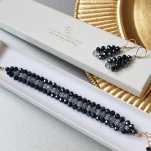 SALLY zestaw biżuterii granat z niebieskim bransoletka i kolczyki