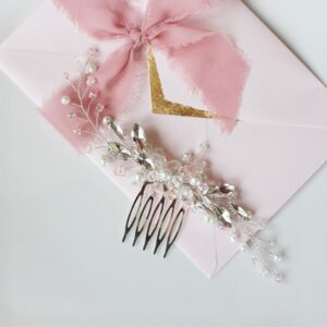 Ozdoba do włosów z dodatkiem różowych kryształów FIONA