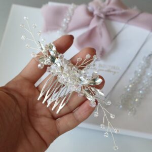 Srebrna ozdoba do włosów na grzebieniu FIONA