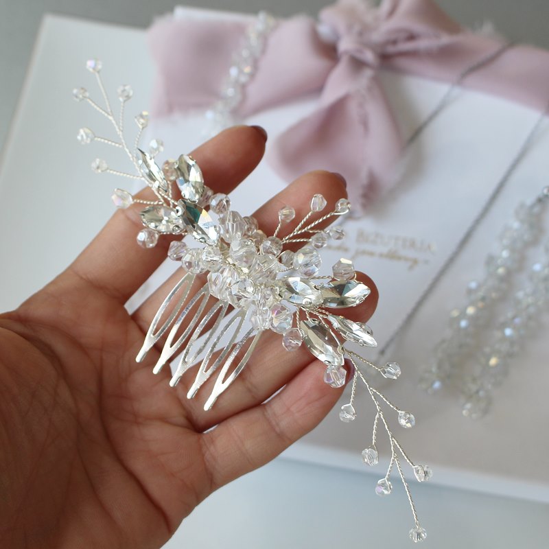 Srebrna ozdoba do włosów na grzebieniu FIONA