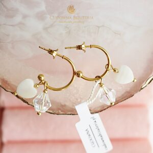 Kolczyki półkola - serduszka i kryształy