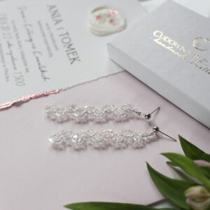 Kolczyki ślubne długie, lekkie, delikatne BELL III