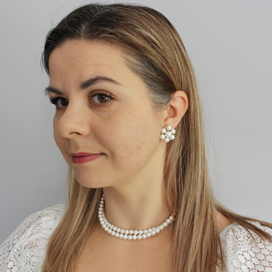 Naszyjnik, podwójny choker z perłami LISA II - obrazek 3