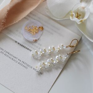 Kolczyki ślubne z kolekcji EMMA II ze złotym wykończeniem