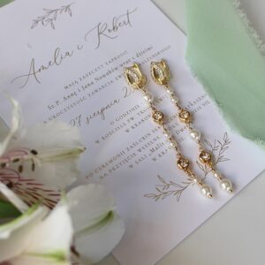 Kolczyki ślubne z perłami i cyrkoniami NEL