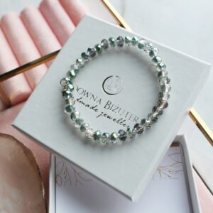 Bransoletka damska kryształowa w kolorze zielonym