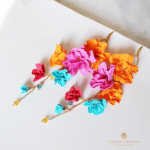 Długie kolczyki kwiaty FLORESSA MAX z kolorowymi kwiatami