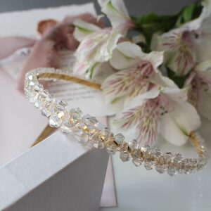 Ślubna opaska, tiara do włosów z kryształkami ELL