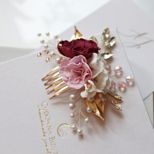 Grzebień do włosów z kwiatami FLOR - duży