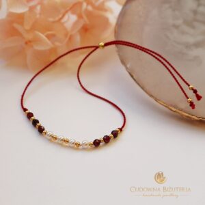 Bransoletka SILK granat i perła Majorka plus stal szlachetna