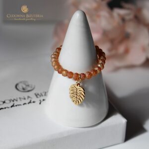 Pierścionek kryształy matowe z zawieszką Monstera