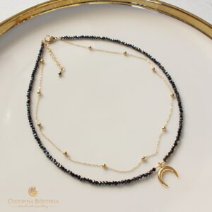 Choker kryształowy dwuwarstwowy z zawieszką róg obfitości
