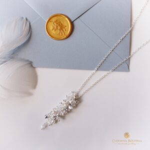 Naszyjnik do zestawu SARA białe perełki, srebrne kryształki