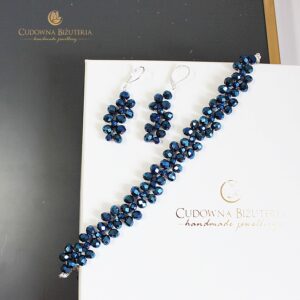 RIO bransoletka i kolczyki kolor niebieski metaliczny