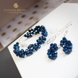 RIO bransoletka i kolczyki kolor niebieski metaliczny