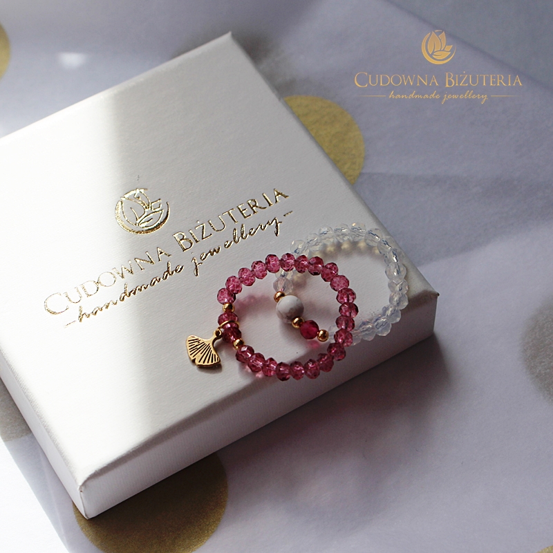 Pierścionek kryształowy z zawieszką Miłorząb - obrazek 3