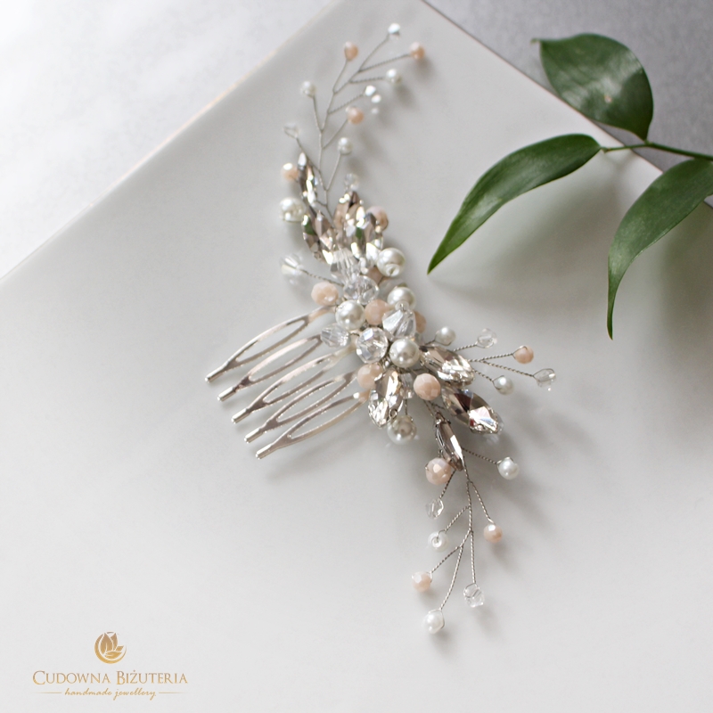 Ozdoba do włosów z dodatkiem kremowych kryształów FIONA