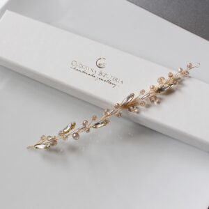 Złota ozdoba ślubna do włosów PRIMA