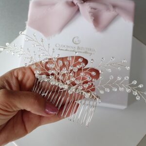 Ozdoba do włosów na grzebieniu do zestawu SARA Crystal Ab ze srebrem