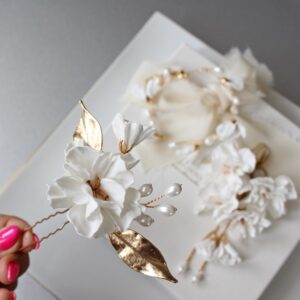 Kokówka z listkami i perełkami z kolekcji FLORESSA