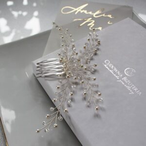 Srebrna ozdoba do włosów z perełkami boho