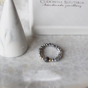 Srebrny pierścionek plus kamień Larvikitu