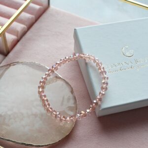 Bransoletka damska kryształowa w kolorze różowym