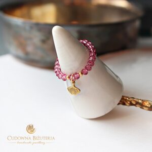 Pierścionek kryształowy z zawieszką Miłorząb